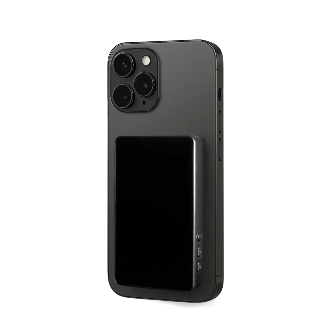 Portable phone monitor showing rear camera view for content creators.
