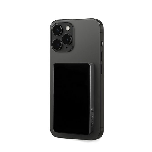 Portable phone monitor showing rear camera view for content creators.
