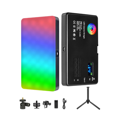 RGB LED video light panel with LCD for creators (CRI 95+)